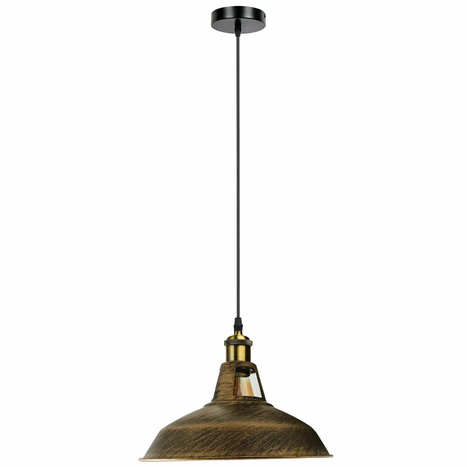 Lustre Suspension Industrielle Vintage E27 Plafonnier Abat-jour pour Cuisine Salon Chambre Argenté.