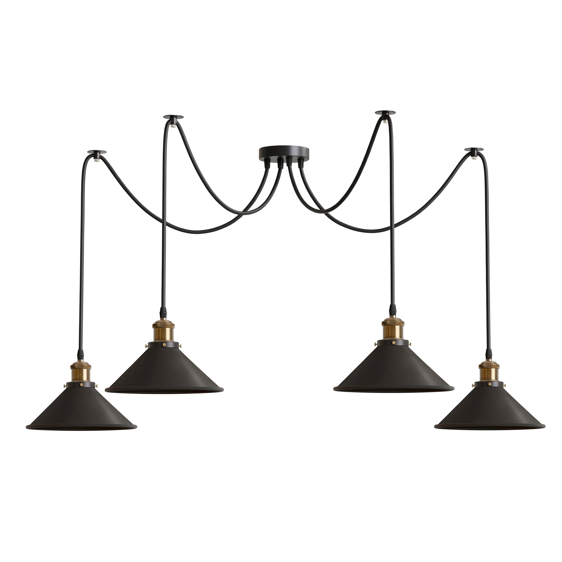 Lustre araignée noir 3 à 9 ampoules – luminaire plafond vintage
