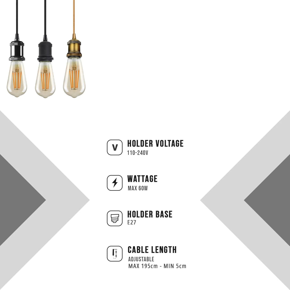 Lustre araignée industriel avec douille E27