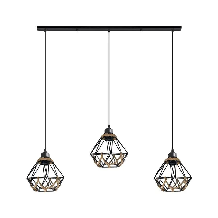 Lustre industriel 3 ampoules pour salon