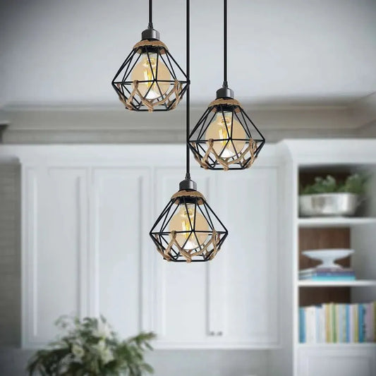 Lustre industriel vintage 3 lumières pour salle à manger