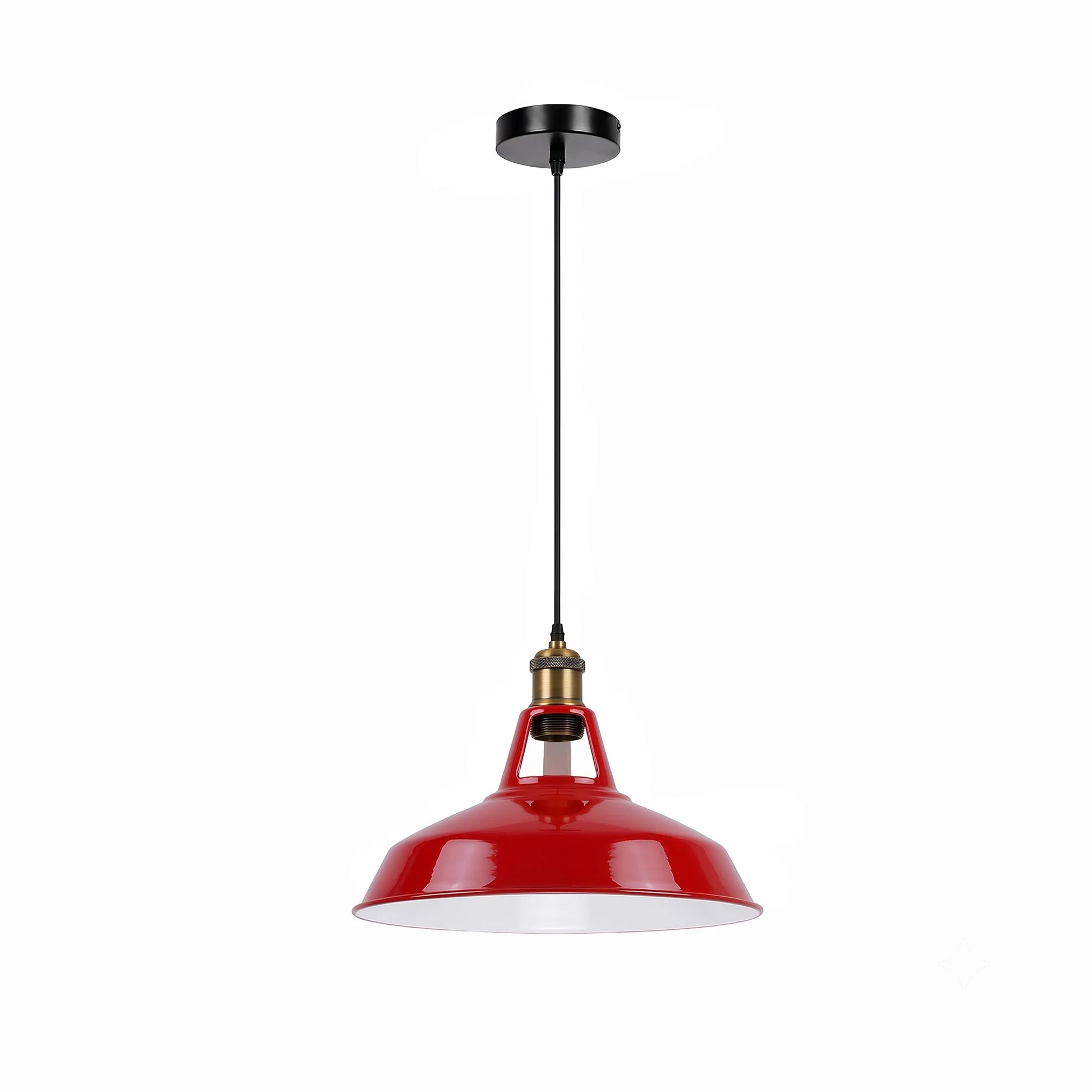 Lustre rétro en métal,lustre de style industriel,lustre vintage, douille E27 avec abat-jour en métal brillant,cordon réglable,diamètre 27 cm,noir