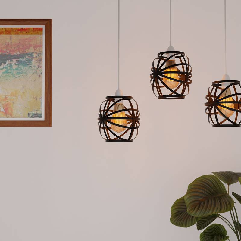 Modern Black metal Wire Cage lamp shade-App 4