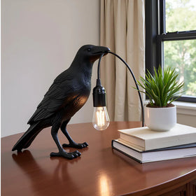 LEDSone Lampe de Table Corbeau Noir en Résine – Lampe à Poser Design ~3643