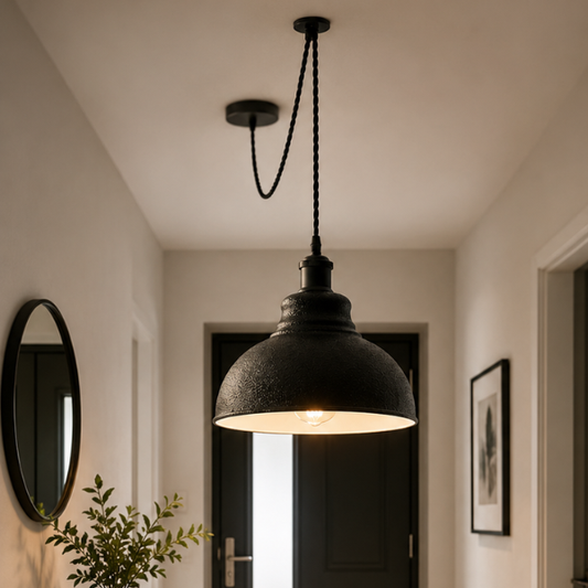 suspension industrielle noire E27 câble réglable