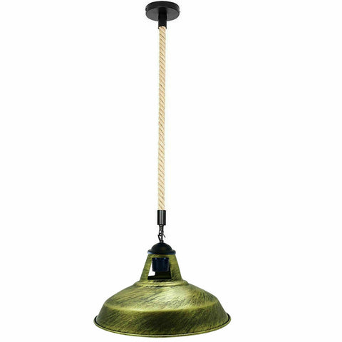 Lampe suspendue au plafond en métal industriel, 50cm, corde de chanvre, ~ 5445