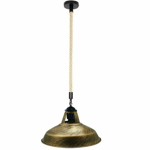 Lampe suspendue au plafond en métal industriel, 50cm, corde de chanvre, ~ 5445