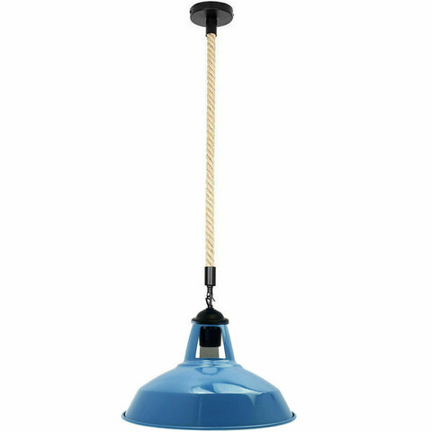 Lampe suspendue au plafond en métal industriel, corde de chanvre de 2m, ~ 5343