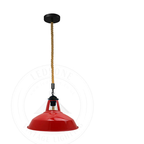 Lampe suspendue au plafond en métal industriel, 50cm, corde de chanvre, ~ 5445