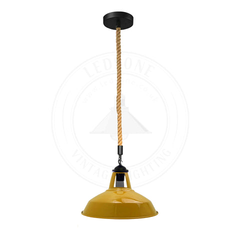 Lampe suspendue au plafond en métal industriel, 50cm, corde de chanvre, ~ 5445