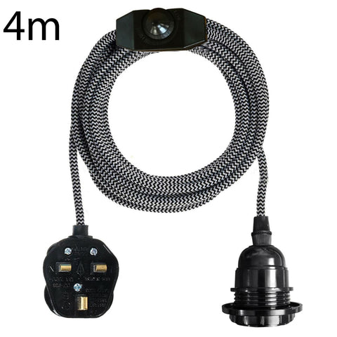 Câble flexible en tissu de 4m, couleur or Rose britannique, ensemble de lampes suspendues, support d'ampoule E27 + interrupteur ~ 3753