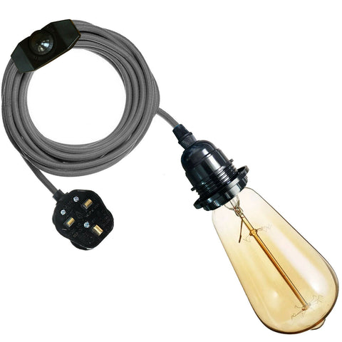 Ensemble de luminaires suspendus avec câble flexible en tissu de 4M, support d'ampoule E27 ~ 3746