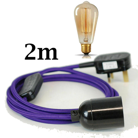 Ensemble de lampes à suspension enfichables avec câble flexible en tissu ES E27 UK ~ 2254