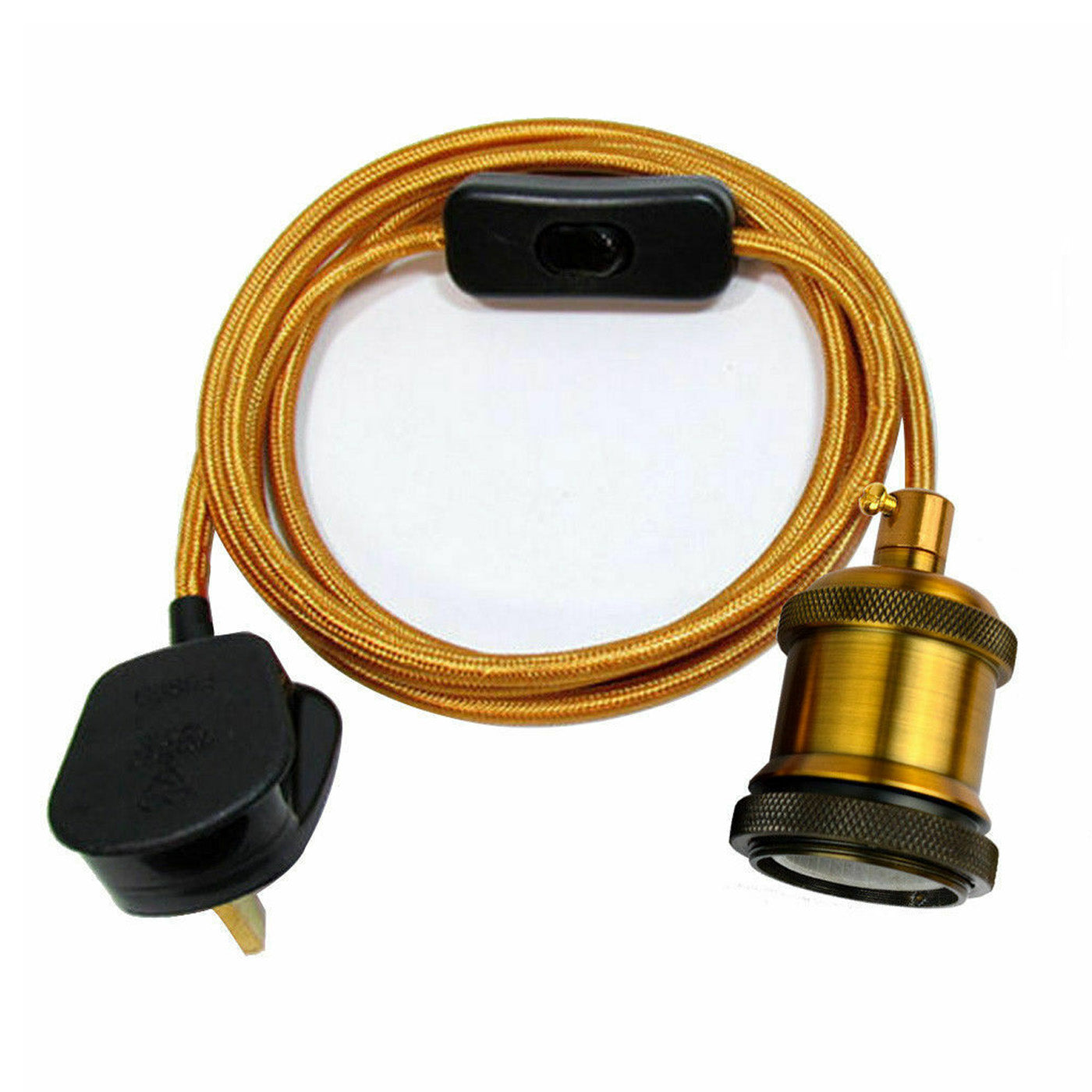 2m Plug In Pendant Set Flex Cable With Bulb Holder