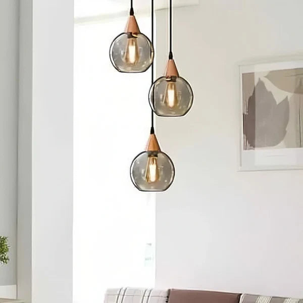 pendentif verre fumé compatible ampoule filament Edison vintage