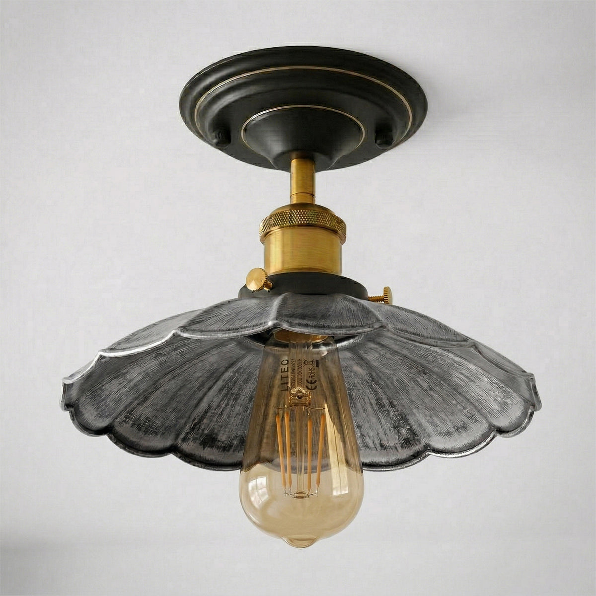 Plafonnier industriel en métal, style parasol, culot E27