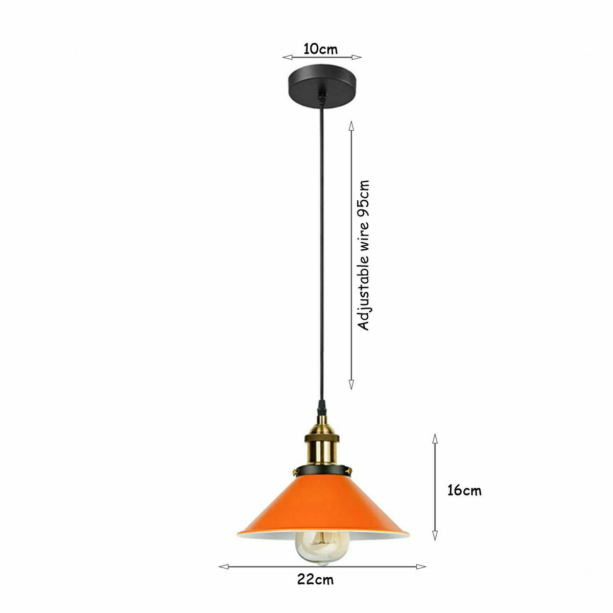 Plafonnier orange vintage avec abat-jour métal E27