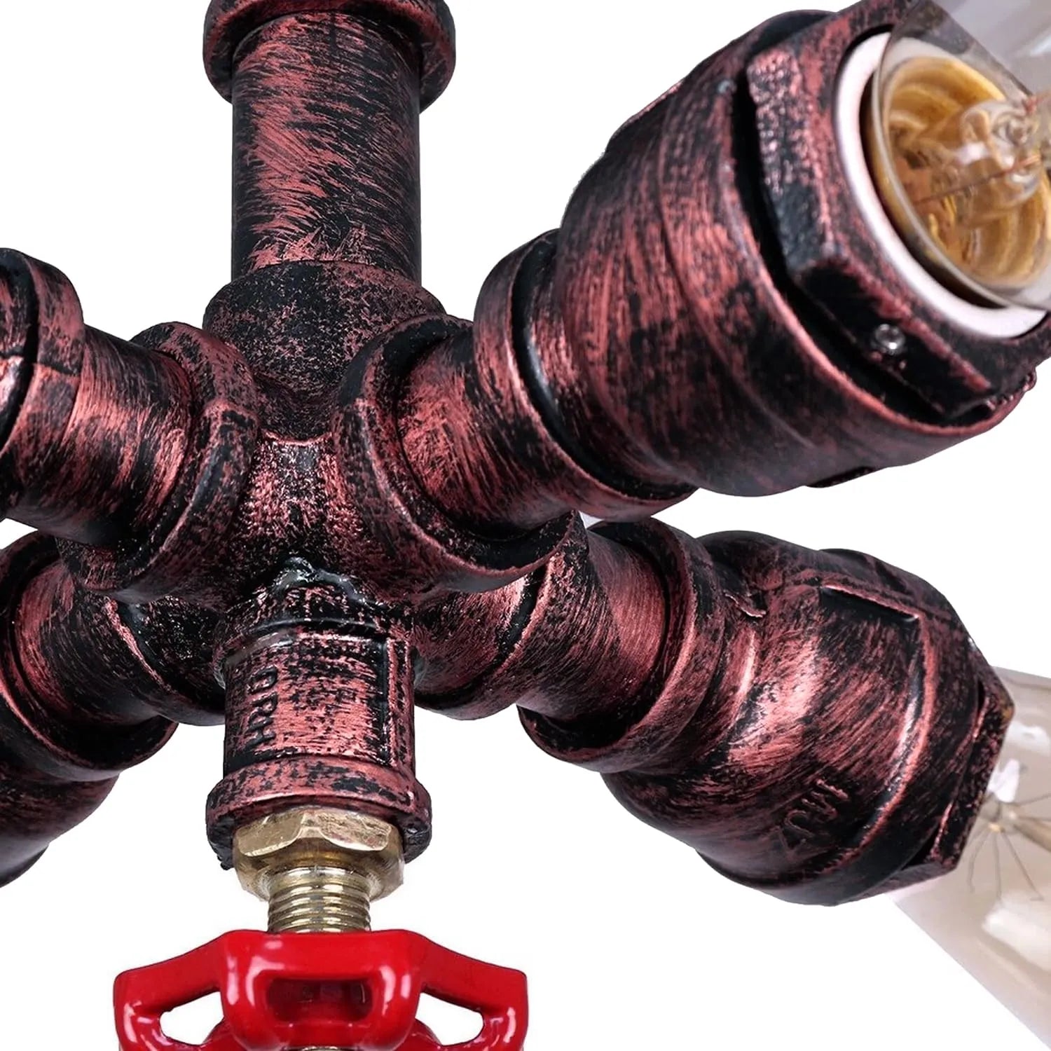 Plafonnier rétro Industriel Lustre de Conduite d'eau Steampunk Rustique, luminaire Suspendu à 4 lumières Vintage près des plafonniers pour Cuisine Ferme café pub Restaurant