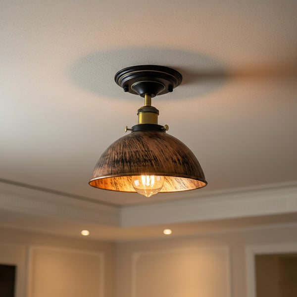 LEDSone Plafonnier LED Vintage en Métal Dôme E27 Moderne