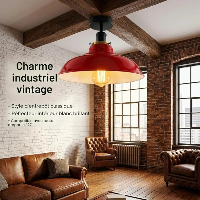Plafonnier semi encastré style industriel vintage