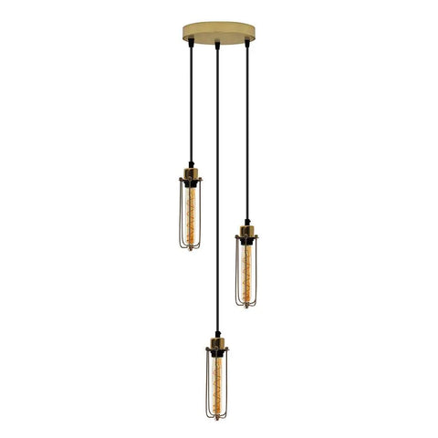Lampe suspendue à cage en fil de protection à ampoule longue à 3 ampoules ~ 5143