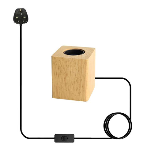 Base de lampe de table en bois E27 220V, lumière à brancher avec interrupteur marche/arrêt ~ 4557