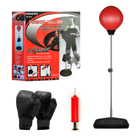 Adults Punching Set Free Standing Boxing Ball with Gloves Air Pump ~ 5459