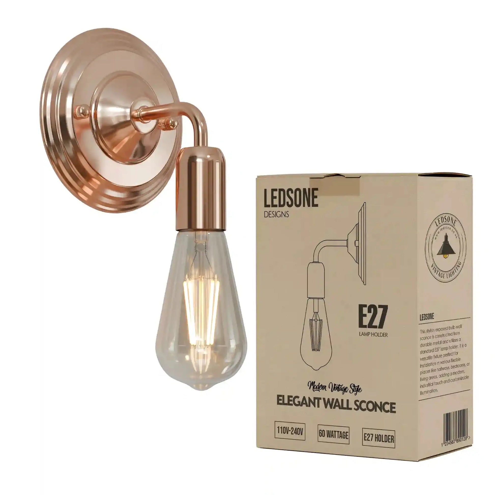Rétro Applique Mural E27 Luminaire Réglable Industrielle Doré Rose