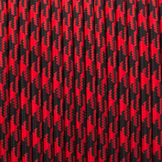 Tissu tressé Vintage rond à 2 cœurs, câble flexible de couleur rouge et noir, 0.75mm ~ 4892