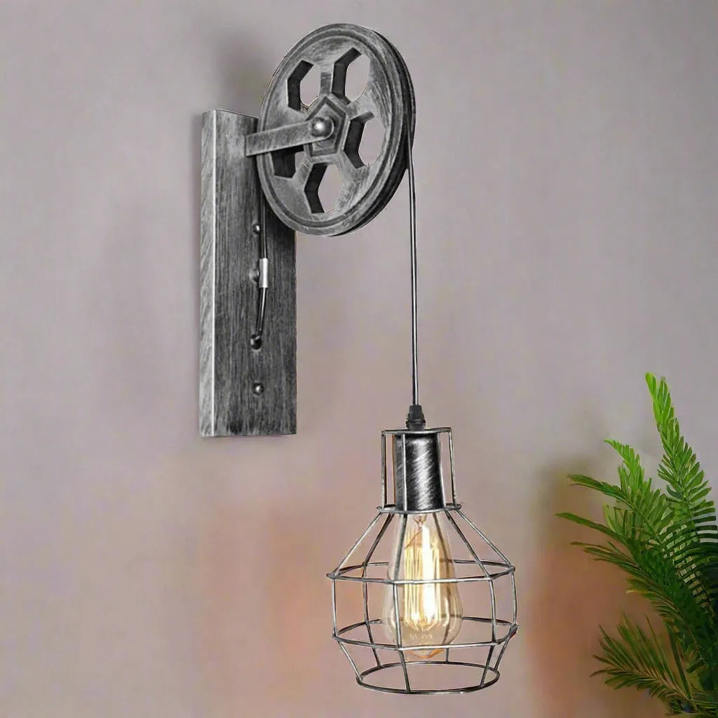 Retro poulie Luminaires de lampe mural parapluie