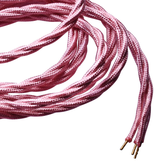 Câble flexible en tissu électrique rose brillant torsadé vintage, 0,75 mm, 3 cœurs ~ 3060