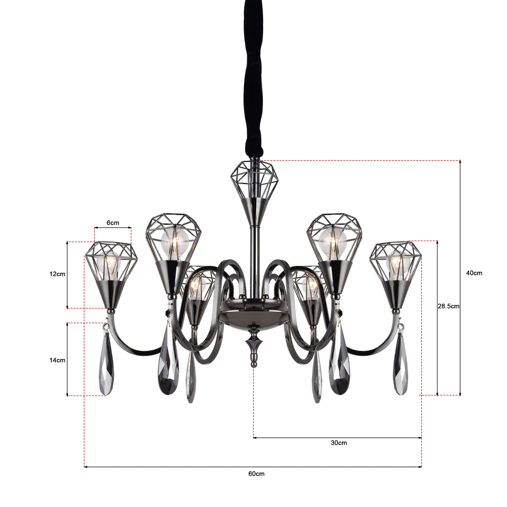 Chandelier Raindrop 6 Lamp Ceiling Light