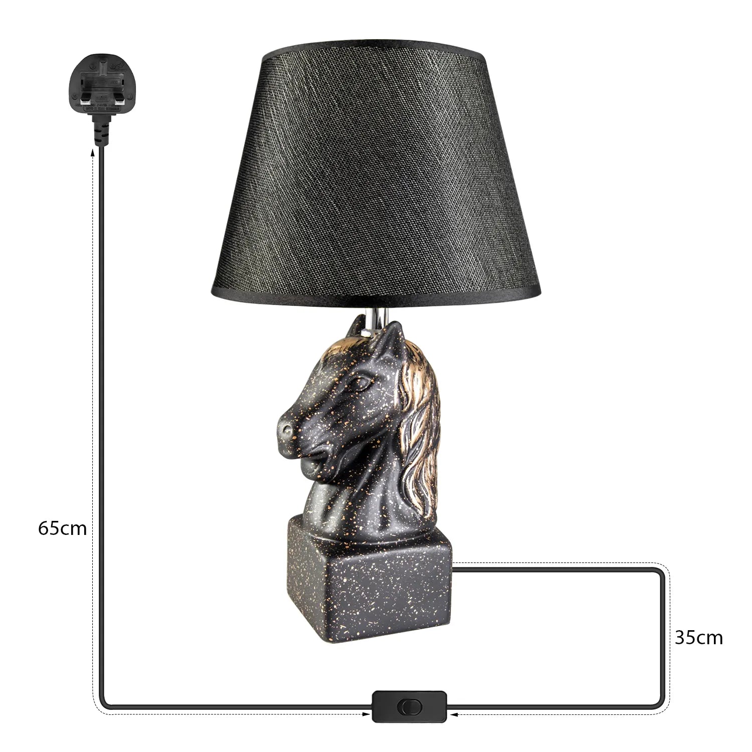 Black desk and table lamp