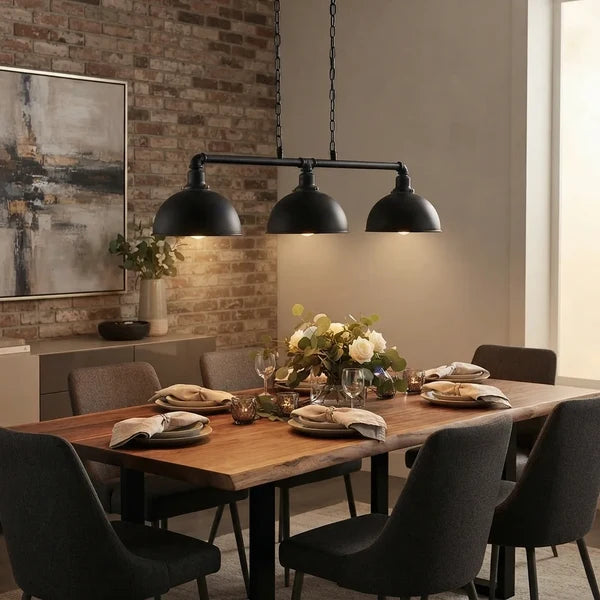 Suspension 3 lampes E27 au-dessus d'un îlot de cuisine