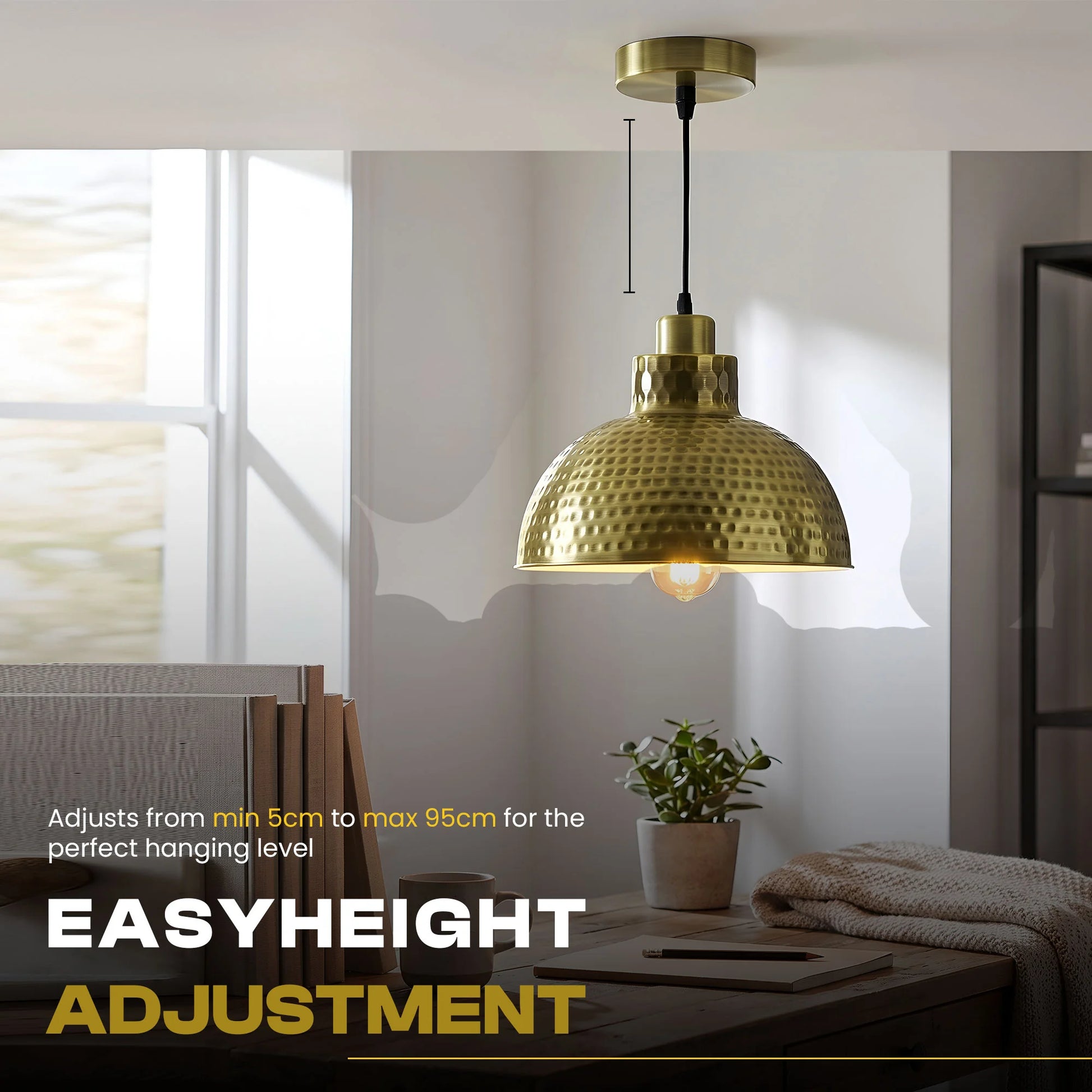 Suspension E27 avec câble réglable jusqu'à 95 cm pour plafond haut