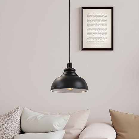 Noir Suspension Industrielle Vintage – Lustre Rétro Métal Plafonnier