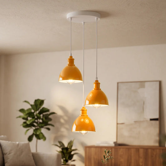 Suspension Mille, à 3 lampe, jaune moutarde
