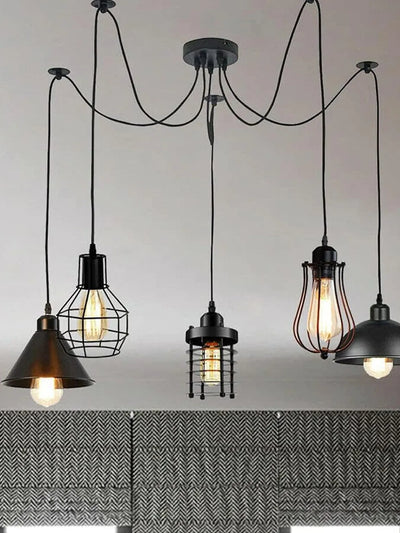 Lustre Araignée 3 Fils Rétro Vintage – Suspension Industrielle E27 2m Réglable ~1638