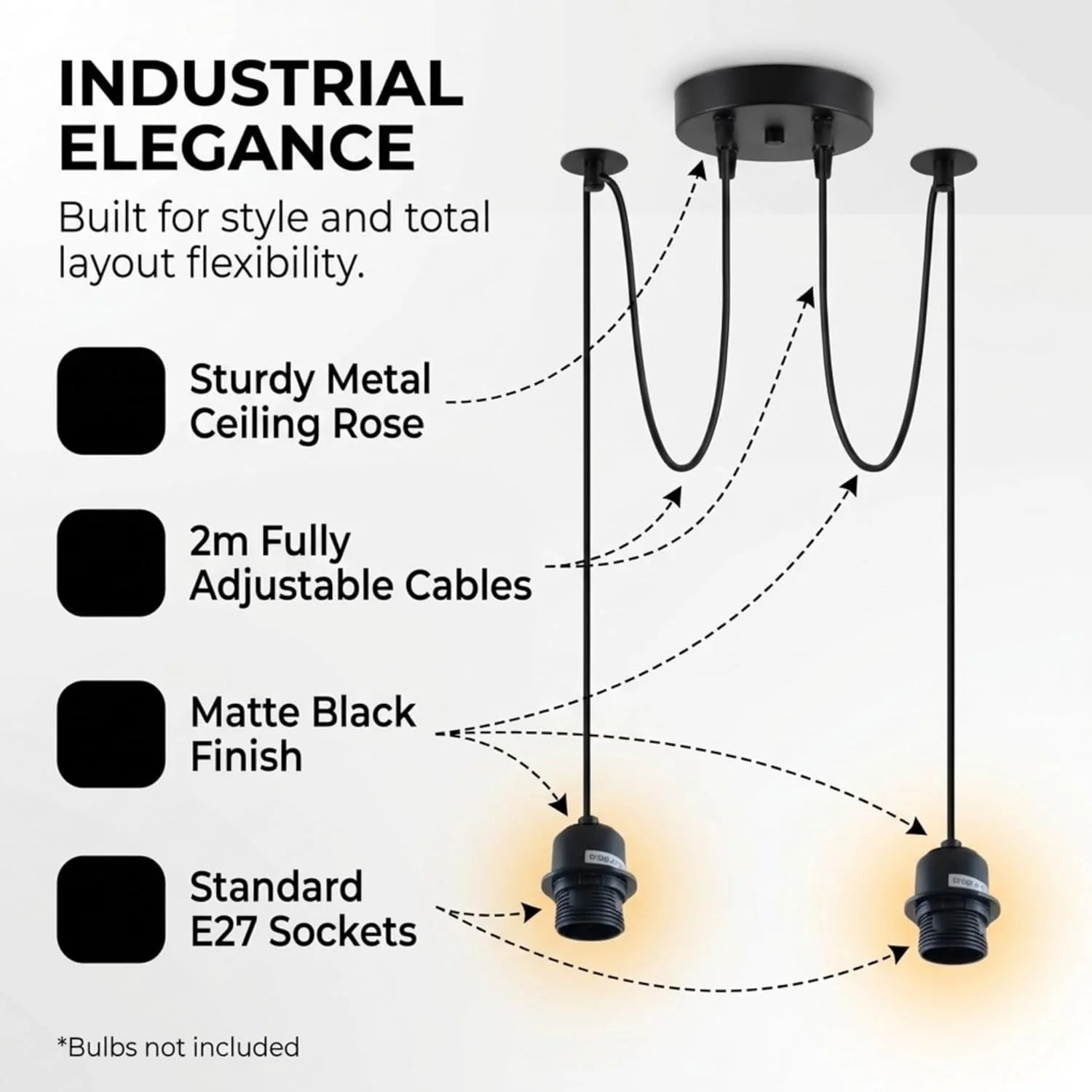 Suspension araignée filaire noir 2 lampes E27
Lampes Suspensions Lustres Araignee Rétro Plafond Lampe Lumière éclairage Plafonniers Luminaire Bricolage Noir