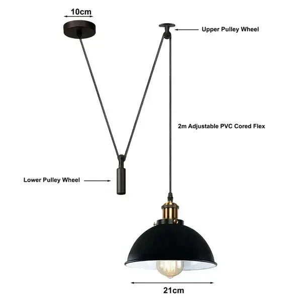 Suspension blanche 1 lumière E27 câble 2m style industriel