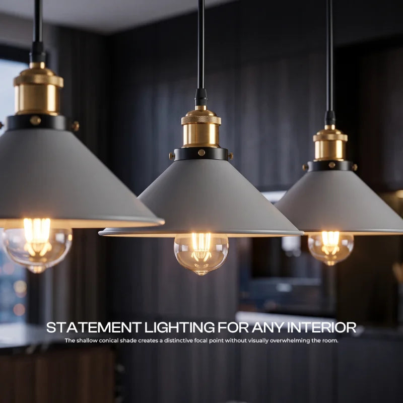 Suspension industrielle en metal style vintage Gris