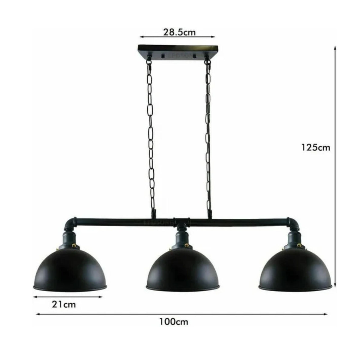 Suspension industrielle noire vue de profil
