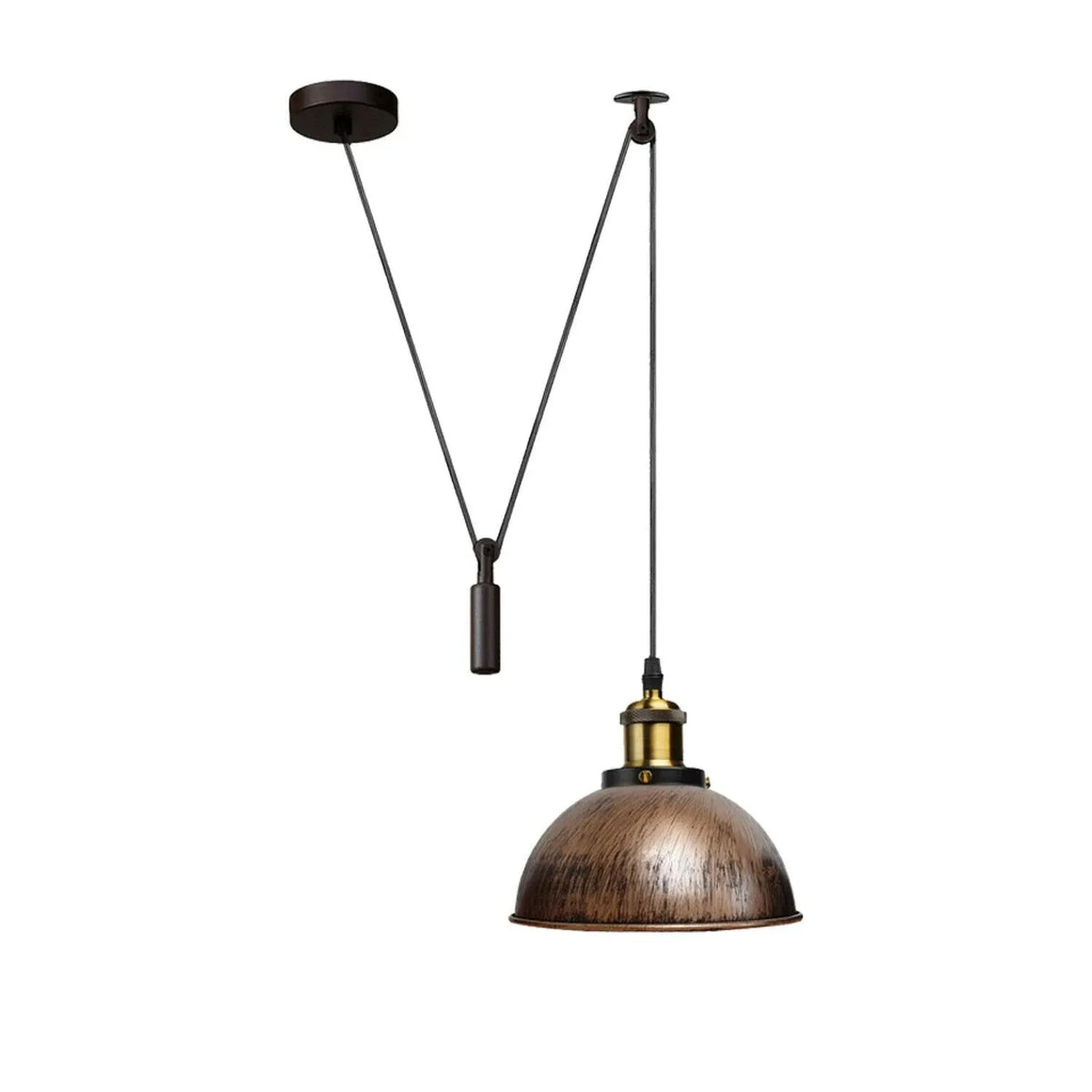 Suspension laiton brossé industrielle 1 tête câble 200cm