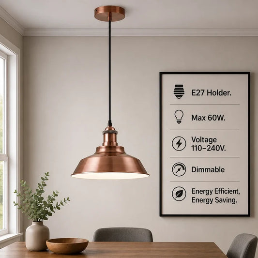 Suspension loft cuivre vintage industrielle
