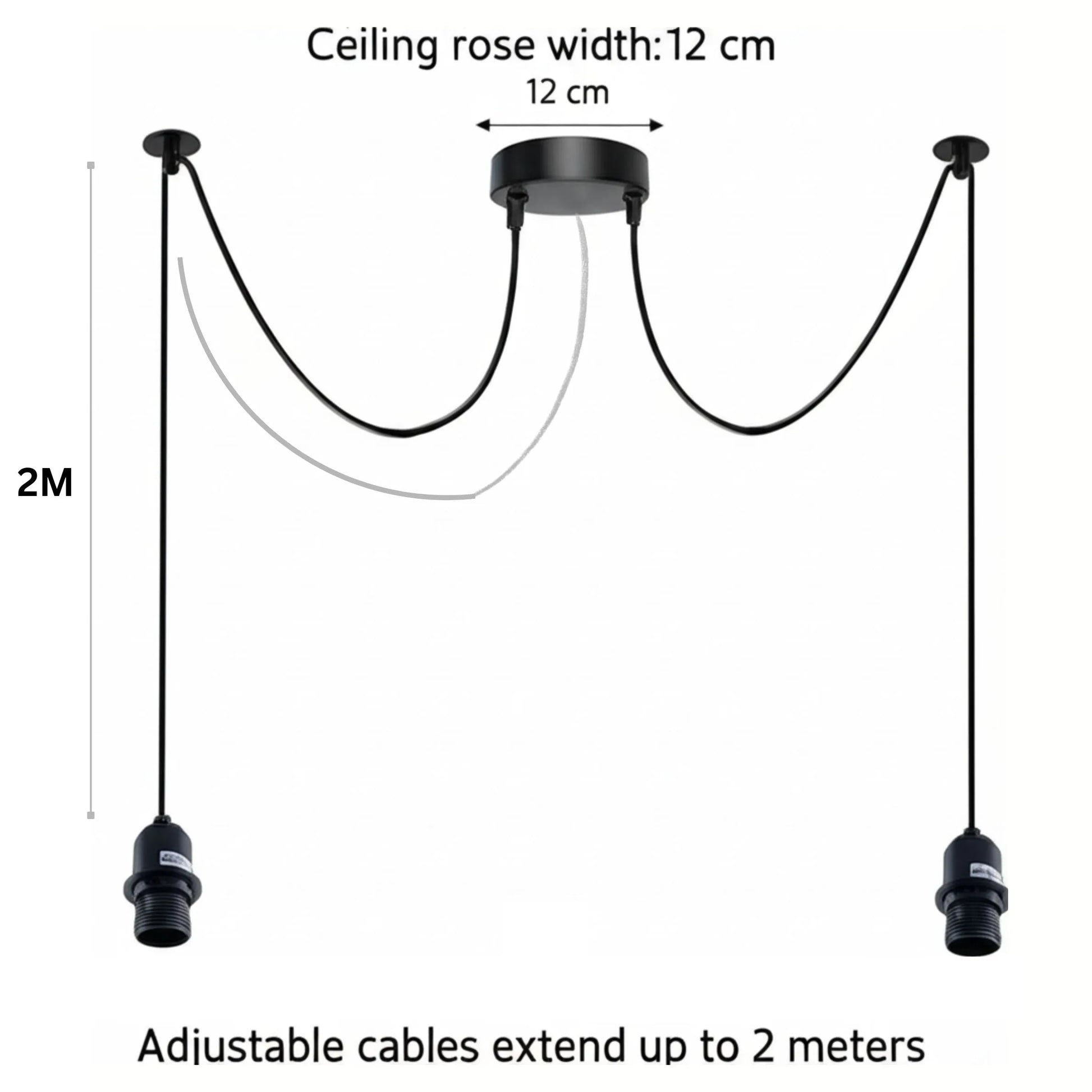 Suspension luminaire 2 têtes lustre araignée noir – Métal