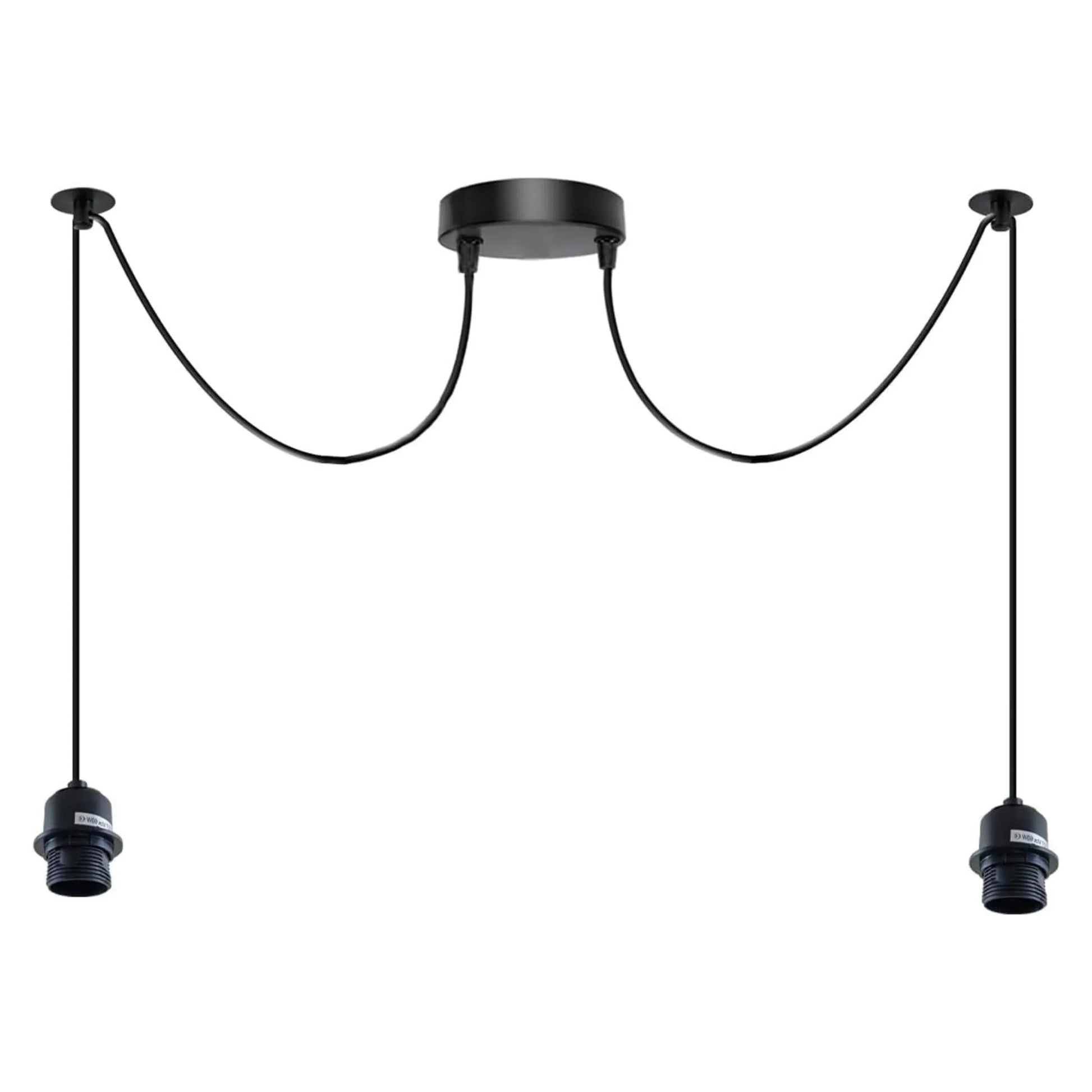 Suspension luminaire 2 têtes lustre araignée noir – Métal – Pour restaurants et cafés – Compatible E27 – Installation facile
