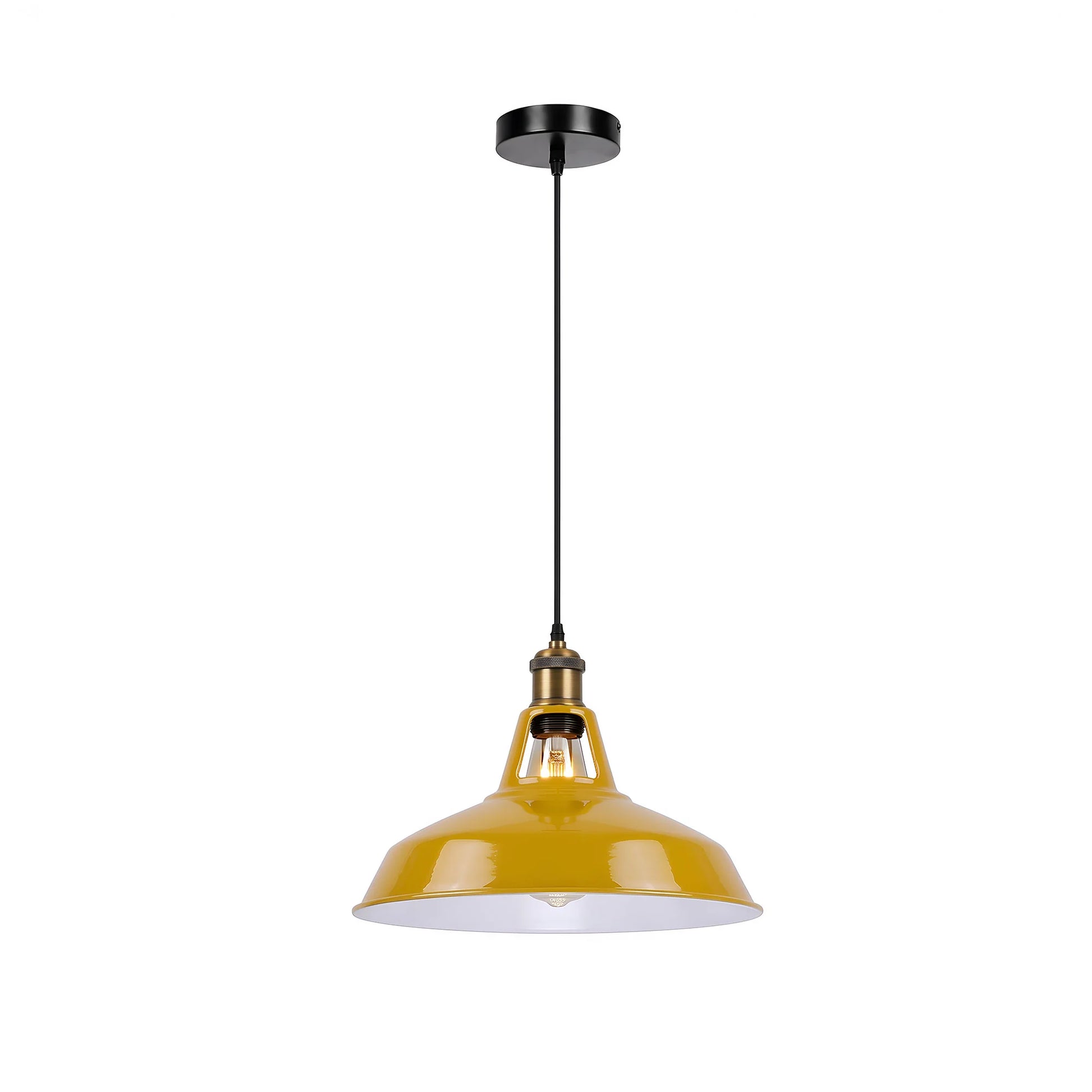 Suspension luminaire industrielle vintage jaune
