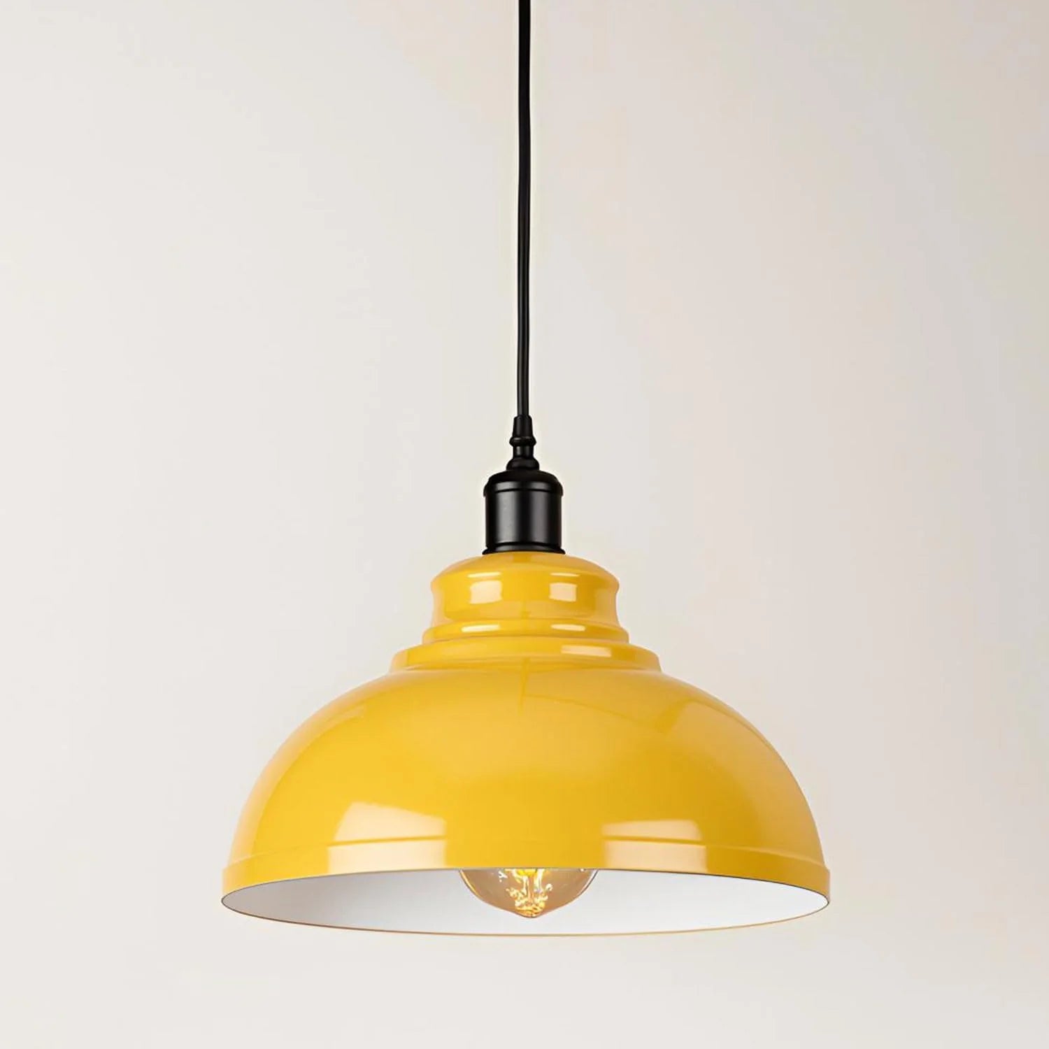 Suspension luminaire vintage jaune avec douille E27