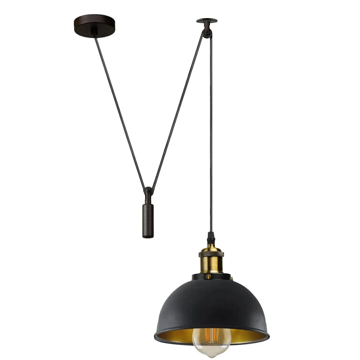 	Suspension noire intérieur doré vintage industrielle câble 200cm