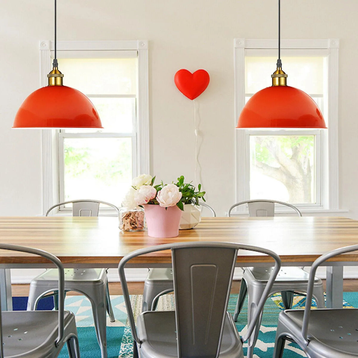 Suspension orange vintage industrielle pour intérieur